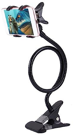 DFV mobile - Soporte Brazo Metal Flexible con Pinza para Teléfono y Base con Clip. Multifunción: Escritorio, Cabecero Cama, Coche, Sofá para Realme X3 SuperZoom (2020) - Negra