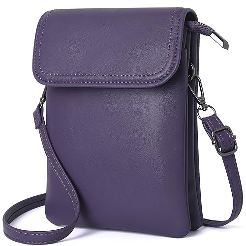 GEEADNB Kleine Crossbody-Taschen für Frauen PU-Leder Handy Portemonnaie mit Schulterriemen (Lila)