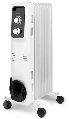 Suinga Radiatore olio 7 elementi, 1500 W, 3 potenze di calore - Bianco