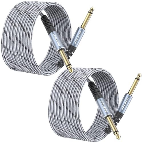Cavo Audio JOLGOO 1/4 TRS, lungo 6M, 2-Pack. Perfetto per chitarra elettrica, basso, tastiera, mixer, amplificatore, altoparlante, mandolino elettrico. Bilanciato per un segnale audio di alta qualità