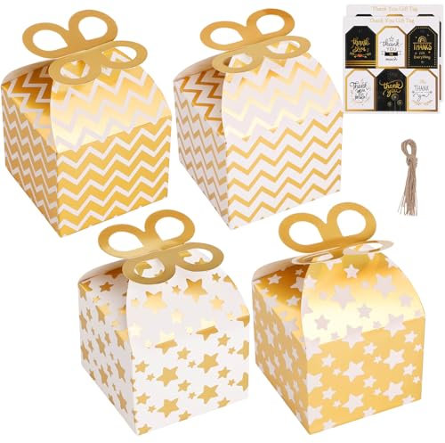 Bigqin 12 Stk Karton Geschenkbox, 9,5 x 9,5 x 8 cm Kleine Geschenkkarton mit Anhänger und Schnur, Schachteln für Geschenke Party Hochzeit Weihnachten