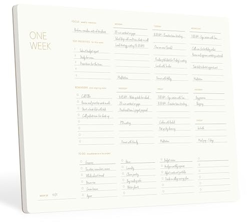 Pinesman - One Week - Elegant Undated Weekly Desk Planner, Gold Foiled, A4, Minimalist Weekly To Do List Notepad, Daily Schedule, Work Week Planner Pad, Eco-friendly, FSC™ Certified
