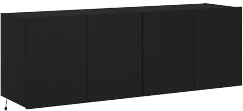 Meubles TV muraux avec lumières LED 2 pcs noir 60x35x41 cm