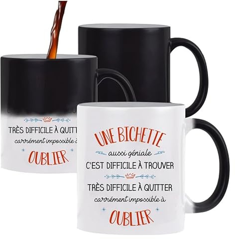 Planetee Tasse Magique Bichette | Mug qui change couleur avec la chaleur | Idée Cadeau Famille Amis Humour Collègue Travail Saint Valentin Couple Anniversaire Noël