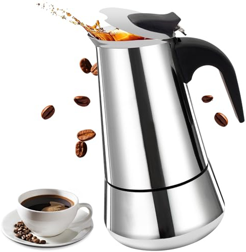 Vaolvpant 12 Cup Stainless Steel Moka Pot Stovetop Espresso Maker Italian Coffee Machine 600ml 20oz Suitable for Gas Induction Stovetop Mocha Greca Coffee Maker Percolator Tummy