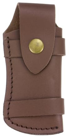 sourcing map Leather Knife Sheath 5.2 x 2.4 Belt Loop Design Pocket Knife Pouch Folding Knife Case with Snap Closure for Carrying Folding Knife, Army Knife, Small Knife, Brown