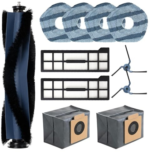 Fixbetter Accessories Kit for eufy X10 Pro Omni Robot Vacuum Cleaner, 1 Main Brush, 2 HEPA Filters, 4 Mop Pads, 2 Dust Bag, 2 Side Brushes, 1 Clean Brush