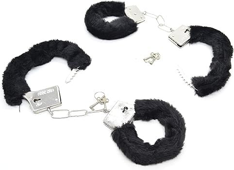 BETTER WITH FRIENDS 2 x esposas negro, policía mujer,policía,enfermero,médico, oficial de seguridad, accesorio de disfraces. de metal con la felpa