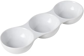 Cosy & Trendy Coupelle apéritive en Porcelaine, 3 compartiments, 24x7.5xH 3.3Cm, Blanc
