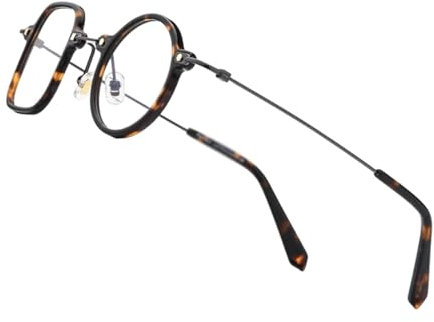 GddOGUK Fake Brille Brillenfassungen, Titan-Brillenfassungen, Retro-Mode-Brillenfassungen, kreativ, Links, quadratisch, rechts, rund, Brillen, Unisex Angenehm zu tragen