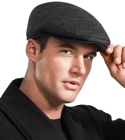 Wantonfy Schirmmütze Herren Barett Cap Schiebermütze Barret Flat Cap Newsboy Baskenmütze