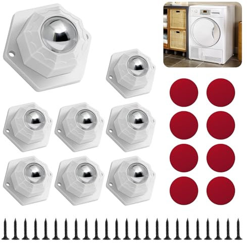 Mini Möbelrollen Schwerlast Set, 8 Stück Kugelrollen Klein, Möbelrollen Flach Set Mit Klebepads Und Schrauben, Universal Selbstklebendes Starkes Rollenrad, Weiß Möbelkugelrollen Für Kleinmöbel