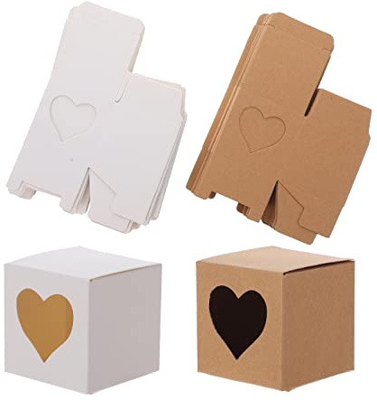 MOLUCKFU 60stücke Herzformige Quadratische Papierbox Aus Kraftpapier Braune Geschenkboxen Für Süßigkeiten Pralinen Und Kleine Geschenke
