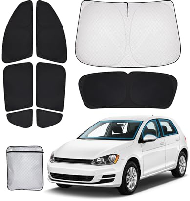 XCBYT Auto Sonnenschutz Frontscheibe Seitenscheibe für VW Golf 7 2015-2021, Windschutzscheibe Heckscheibe Autoscheiben Sonnenschutz Fenster Verdunkelung, Sichtschutz Vorhang Hitzeschutz Camping