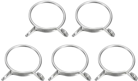 sourcing map Fuel Line Hose Clips, 5Pcs 40mm ID 43mm Max. ID 304 Stainless Steel Water Pipe Air Tubing Spring Hose Clamps for Motorcycle Scooter ATV, Silver