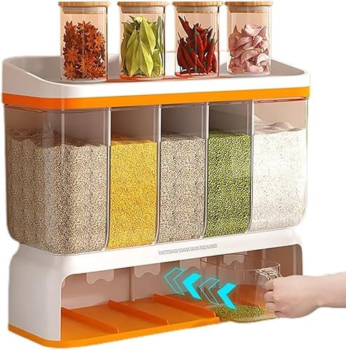 Dispensador de Alimentos Secos montado en la Pared, Cubo de arroz de 10 kg/22 LB, Organizador de Granos de Cocina, Adecuado para arroz, Frijoles, Perlas aromáticas para Ropa