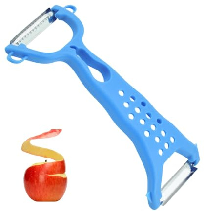 yezhouyezhou - Cortador de frutas y verduras de doble cara, pelador multifuncional de acero inoxidable - Julienne cortador de frutas y verduras con mango ergonómico rallador multifuncional de doble