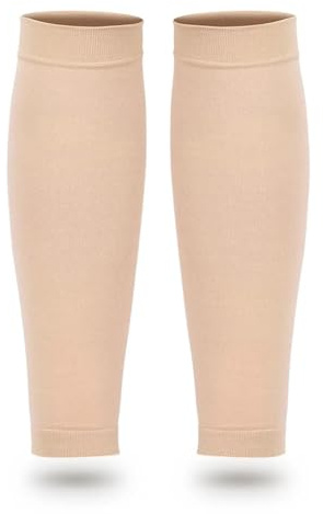 Manchon de compression pour le mollet 1 paire de chaussettes de Compression, Support de jambe, manchon de mollet, chaussettes de Compression, protège-mollet for la course à pied, le cyclisme(Beige,M)