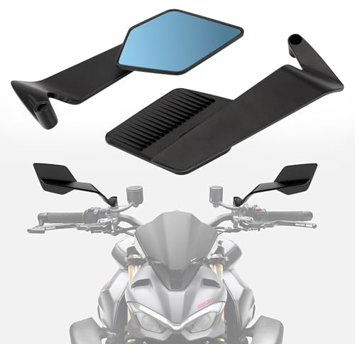 Motorcycle Mirrors Stealth Mirror Max Adjustable Rotating Rearview Wind Wing Side Mirrors for Z650 Z900 Z1000 Duke 390 790 1290 MT07 MT09 S1000 Street Bike (Anti-glare)