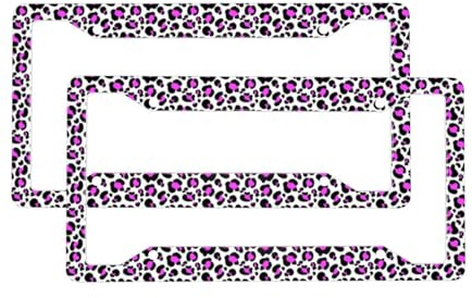 2 Stück Auto Nummernschildrahmen für Frauen und Männer aus solidem Aluminium Pink Leopard Print, schöne und stilvolle Nummernschildabdeckung für Autozubehör für Frauen und Männer mit