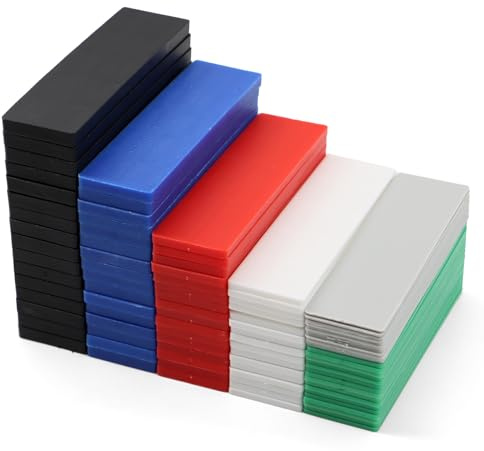 Scettar Pack of 96 Plastic Underlay Plates, 100 x 28 mm Spacer Blocks Set - 1-6 mm (16 Pieces Random Colour) Spacers for Window Installation Tile Laying Glazing Blocks