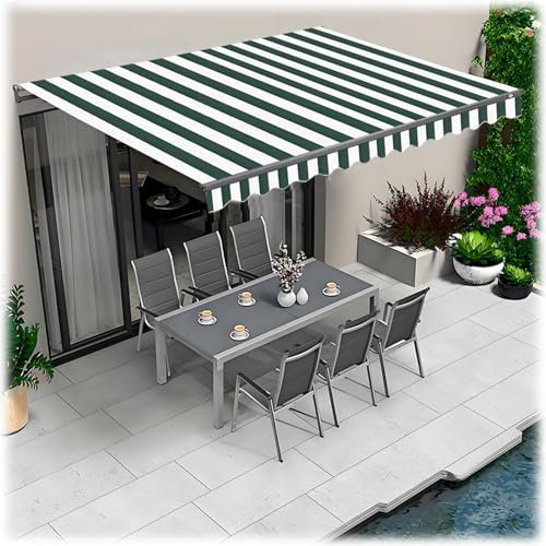 Sonnenschutz Markisenstoff Markisenbespannung Aus Polyester, Nur Stoff, 1.5/2/2.5/3/3.5/4.0m Breit Balkon Markisentuch Terrasse Markise Stoff Außen Markisen Ersatzstoff(Dark Green,3x2.0m)