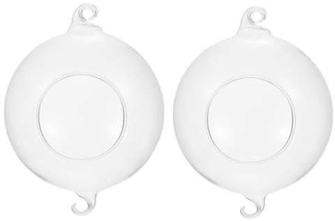 VALICLUD 2 Stück Robuste Hängende Runde Kugelpflanzgefäße aus Glas für Garten und Patio Moderne Weiße Vasen zur Tischdeko und Pflanzenpräsentation