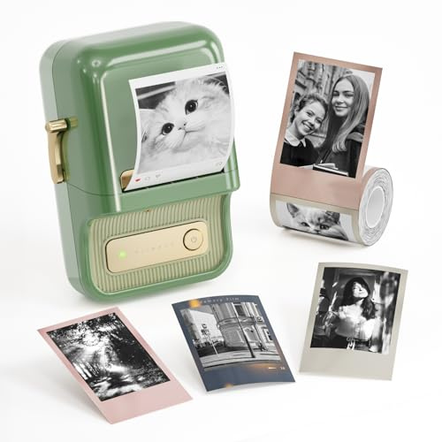 NIIMBOT Etichettatrice B21 Pro,Stampante di etichette HD 300DPI,con grandi etichette autoadesive impermeabili per foto, casa, ufficio e affari-verde scuro