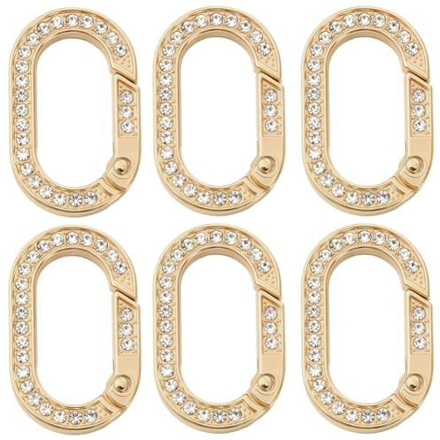 SUNNYCLUE 1 scatola Da 10 pezzi CHISusura A Molla con Anello A Molla In Oro 35mm Fibbia A Scatto Ovale con Strass Connettore Portachiavi per La Creazione di Gioielli Borse Borsette Artigianato Fornitu