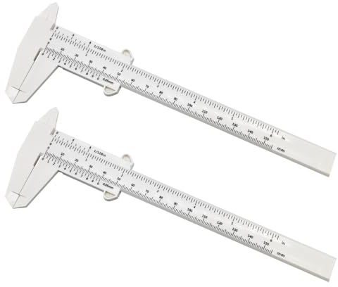 Kesiku 150mm Vernier Calliper Gauge, Plastic Calipers Measuring Tool 2pc | Dual Scale Metric/Imperial Calipers for DIY, Jewelry, Carpentry, Office, Teaching & Students, Accuracy 0.05mm
