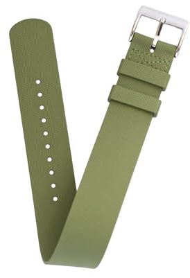 Fluoro - Cinturino in gomma con gancio e anello, struttura in tela, per orologi Tudor, resistente, a passaggio singolo, cinturino di ricambio per uomini e donne (verde, 20 mm)