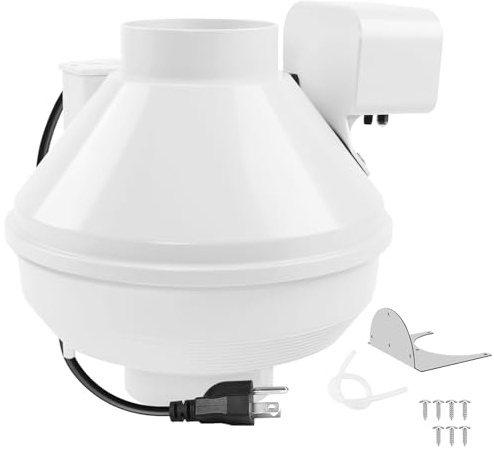 Dryer Booster Fan with Pressure Switch for Automatic Activation, Effectively Boosting Drying Efficiency and Reducing Lint Buildup. Compatible with Dbf110 Vent Booster Fans， 4-Inch With Plug, 167 CFM