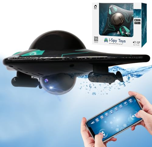 HUAJUN RC Boat with HD Camera, LED Lights & APP Wireless Control | Remote Control High-Speed Spaceship Water Toy, Adjustable Camera Angle