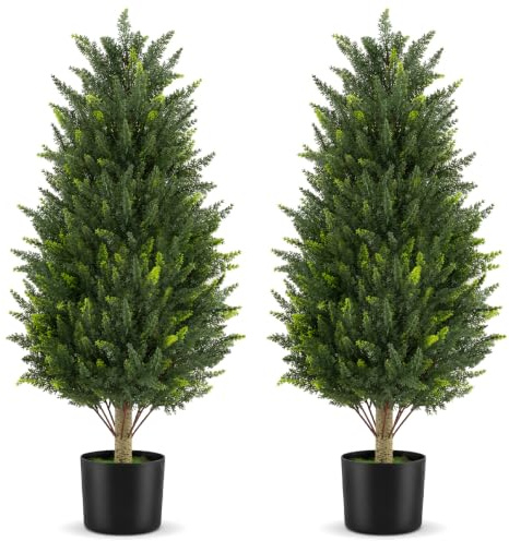 COSTWAY 2 Cipressi Alberi Artificiali 90 cm da Interno ed Esterno