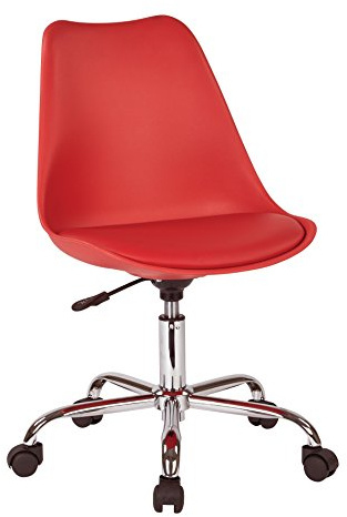 OSP Home Furnishings Emerson Polyurethane Seat Armless Task Chair with Chrome Base with Casters, Red