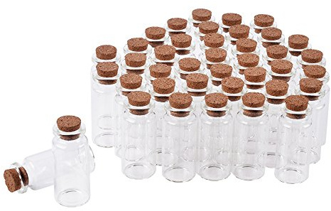 SHiZAK 40 pack 10 ml Mini Glass Jars Bottles with Cork Stoppers Clear Wish Bottles Cosmetics Container for DIY Arts Crafts Decoration, Weddings Favors Accessories