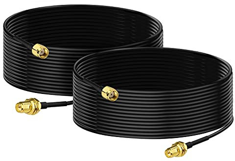 Bingfu RP-SMA Male to RP-SMA Female Bulkhead Mount RG174 WiFi Aerial Antenna Extension Coaxial Cable 5m (2-Pack) for Wireless Mini PCI Express PCIE Network Card WiFi Router Gateway