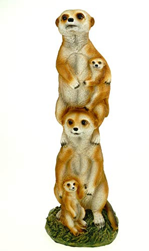 Kremers Schatzkiste Famille de suricates Figure Figurine de Jardin 36 cm Figurine Animale Meercat