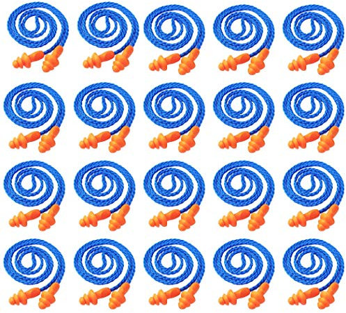 AOUTACC Lot de 50 bouchons d'oreilles réutilisables en silicone pour protection auditive pour dormir, tir, ronflement, natation, travaux de construction