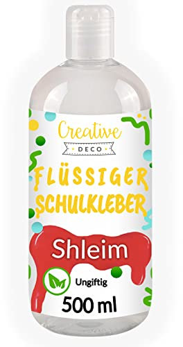 Creative Deco 500 ml Cola para Slime Pegamento Líquido Transparente PVA Escolar | Papel y Cartón | No Tóxico | Manualidades Proyectos de Arte y Bricolaje | Adhesivo Claro Lavable | Alta Eficiencia