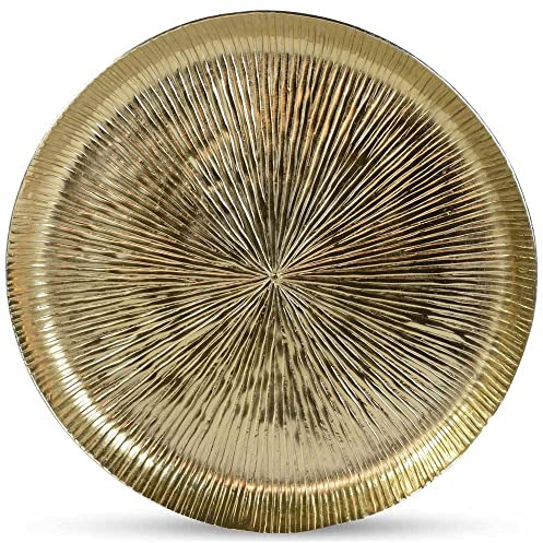 Riffelmacher Dekoteller mit Strahlendesign 32 cm 70575 | Silber - Dekotablett Dekoschale Metall Tischschmuck Ganzjahresdeko (Gold)