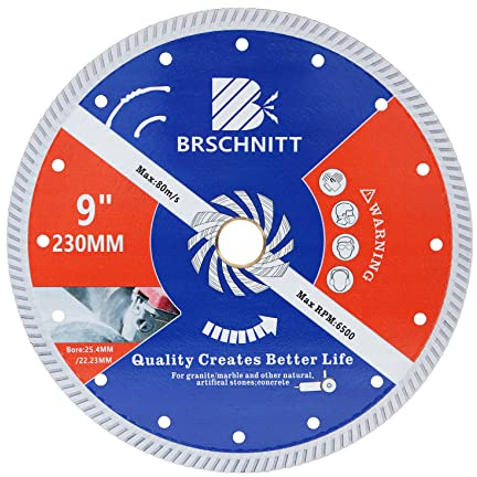 Diamant Trennscheibe - BRSCHNITT 230mm Turbo Diamanttrennscheibe für Beton,Granit Marmorstein Hartbeton Stahlbeton