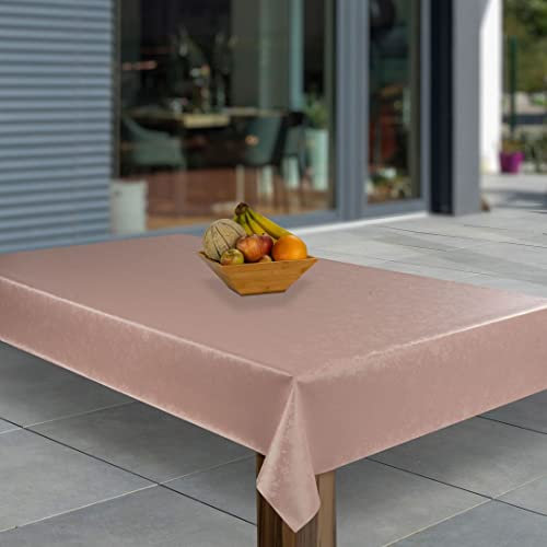 laro Wachstuch-Tischdecke Abwaschbar Garten-Tischdecke Wachstischdecke PVC Plastik-Tischdecken Eckig Meterware Wasserabweisend Abwischbar AQ, Muster:Rosa geprägt Metallic Ornament, Größe:100x140