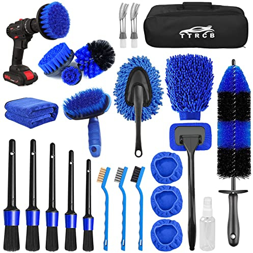 26Pcs Car Detailing Brush Set, Car Detailing Kit, Car Detailing Brushes, Car Cleaning Kit, Car Windshield Cleaning Tool, Professional Car Care kit - Car Wash Brush kit for Interior Exterior Wheels