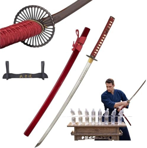 Katana Schwert Echt Scharf zum Training Samurai Schwert Stahl für Erwachsene - Ninja Katana Metall - 18 Jahre Erforderlich