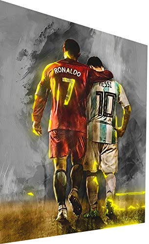 Magic Canvas Art Messi Ronaldo Pop Art Leinwandbild 1- teilig Hochwertiger Kunstdruck Wandbilder – B8385, Material: Leinwand, Größe: 60 x 40 cm