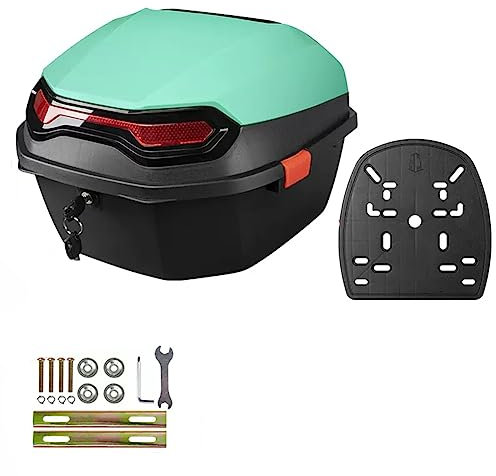 AVIITI Motorrad ABS Topcase, Universal Scooter/Motorrad Gepäck Helm Lagerung Topcase, Mit Reflektor Und Befestigungsmaterial,Grün,41x41x29cm