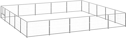 Camerina Hundezwinger Silbern 25 m² Stahl Spielplatz FüR Garten Kleiner Zaun Mobiler Zaun