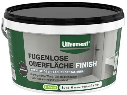 Ultrament Fugenlose Oberfläche - Finish Nachtgrau 2 kg – Kreative Oberflächengestaltung für fugenlose Wand- und Bodenflächen, gebrauchsfertig und wasserfest