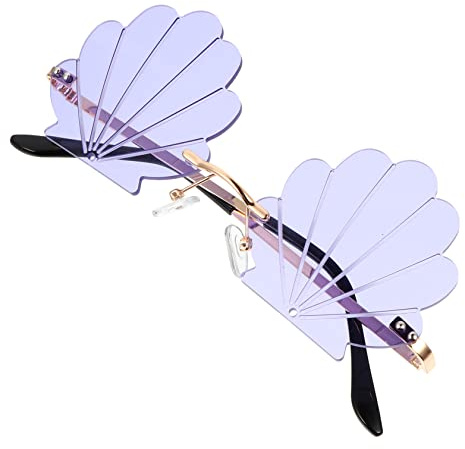 TOGEVAL Muschel Sonnenbrille mit Metallrahmen Undpc Gläsern Lustige Fotobrille als Party Requisite für Festival und Kostüm mit Auffälliger Muschelstruktur